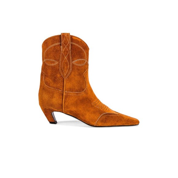 KHAITE Shoes - KHAITE Dallas Ankle Boots Caramel Brown Suede